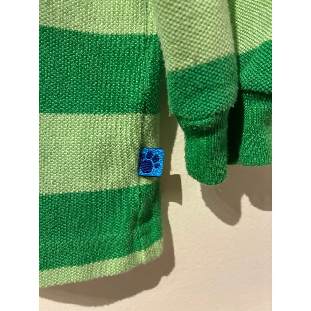 Blues Clues Kids Green Striped Long Sleeve Polo Shirt 4T Steve Costume Logo
